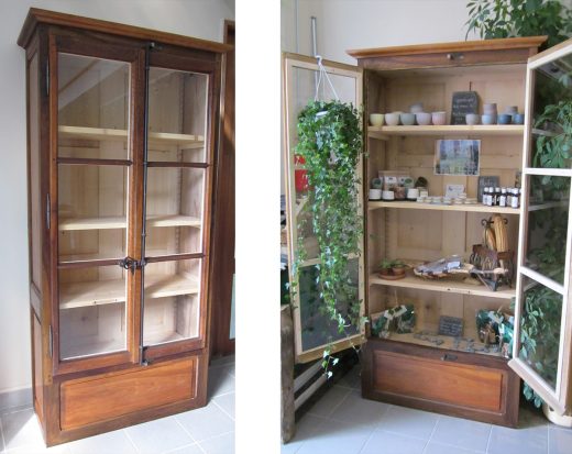 Armoire vitrée en bois de récupération
